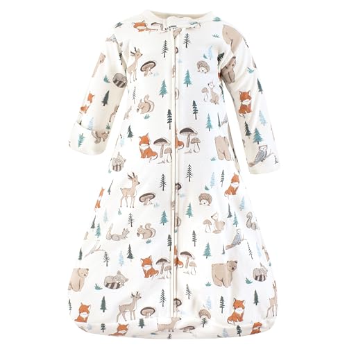 Image of Hudson Baby Unisex Baby Cotton Long-Sleeve Wearable Sleeping Bag, Sack, Blanket, Boy Woodland Pals, 3-9 Months