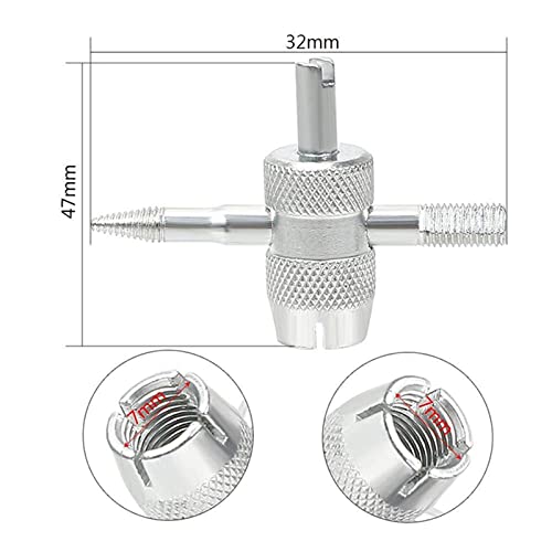 BESITA Reifenventil-Werkzeuge, 1 Stück 4 Wege Ventilkernwerkzeug, EIN- und Ausdrehen der Ventileinsätze in Reifenventilen und eindrücken des Ventilstiftes beim Ablassen der Luft (2 Stück)