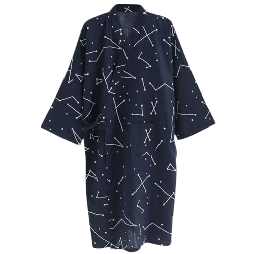 XGOPTS Cotton Kimono Robe Unisex Soft Pajamas Sleepwear Bathrobes Japanese Casual Spa Yukata Nightgowns with Pockets