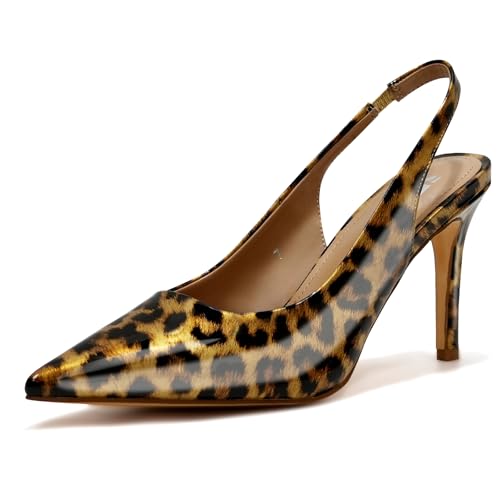 Image of heelchic Slingback Heels for Women Pointed Toe Stiletto Heel Closed Toe Pumps Slip on High Heels 2.95 inch Dress Pumps