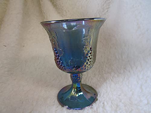 Unknown Fenton Carnival Glass goblet grape vine glassware Blue opalescent
