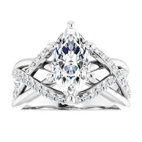 Vintage Marquise Cut 1CT-3CT Moissanite Engagement Ring Colorless Stone Sterling Silver Solitaire Halo Style 10K 14K 18K Gold & 925 Sterling Silver Anniversary Propose Gift For Her2