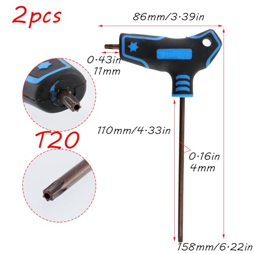 Image of Antrader T20 Torx Screwdriver,Anti Tamper Proof Torx Key,S2 Steel Non-Slip T-Handle Dual End Wrench-2Pcs (Blue)