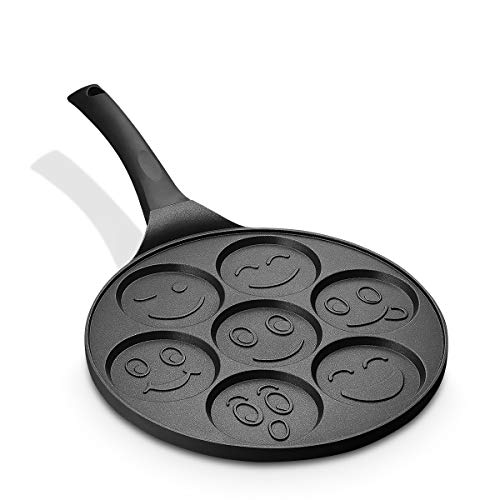 FRUITEAM Smiley Face Pancake Pan Nonstick Griddle 10 Inch Pancake Maker Mini Pancake