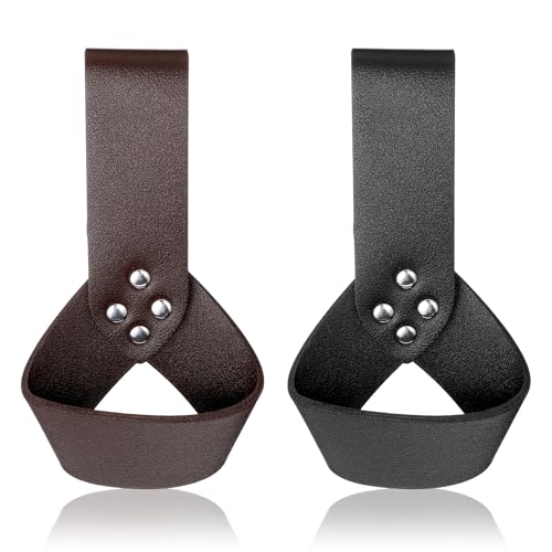 Jeffdad 2 Pcs Medieval Renaissance Belt Sword Holder Sheath Scabbard Belt for Adult Men Cosplay Props Knight Leather SwordHolder Belt Accessories Brown Black