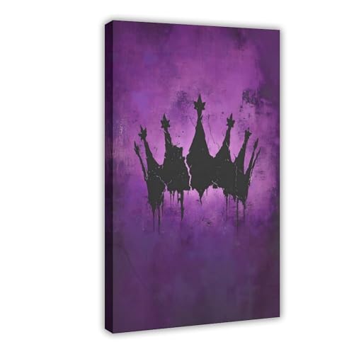 Poster toile couronne violette grunge 40x60 cm pour decoration de bureau