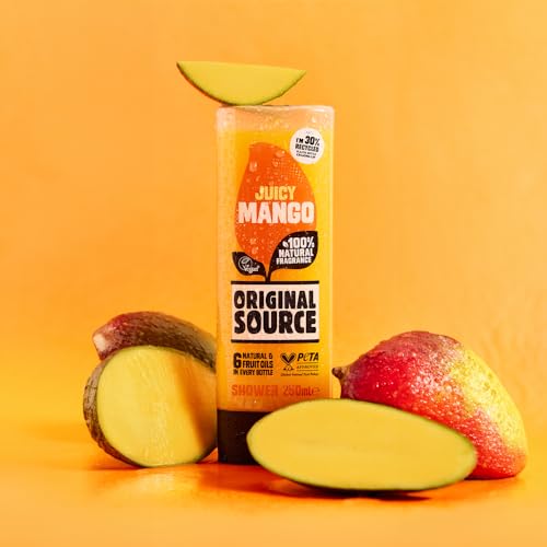 Original Source Mango Shower Gel, 100 Percent Natural Fragrance, Vegan, Cruelty Free, Paraben Free, Bulk Buy, Pack of 6 x 250 ml