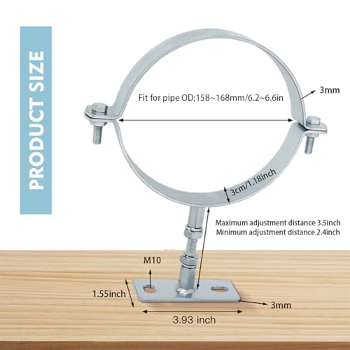 Abrazaderas de tubo ajustables de 6 pulgadas con soporte resistente 5