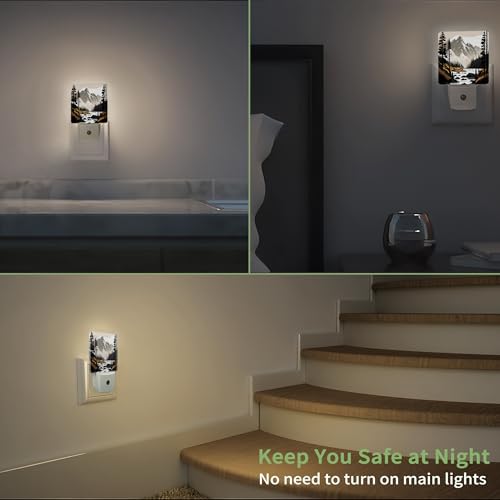 Image of Nordic Mountain River Night Light, Mountain Park Night Light Plug into Wall with Dusk to Dawn Sensor, LED Lamp Energy Saving Lights for Men Women Boys Girls,Lamp for Bedroom Bathroom Hallway