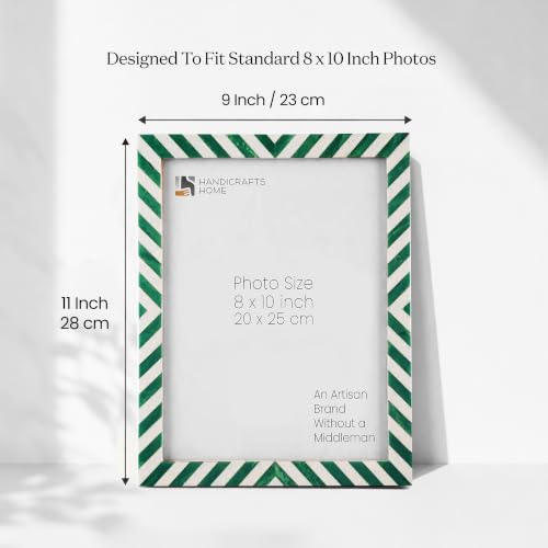 Image of Handicrafts Home Mint 8x10 Picture Frame Set of 2, Vintage Photo Frames for Wall or Tabletop Display, Family Wall Decor, Gallery Wall Frame Set, Wall Display-Resin Inlay.Candy Cane Collection.