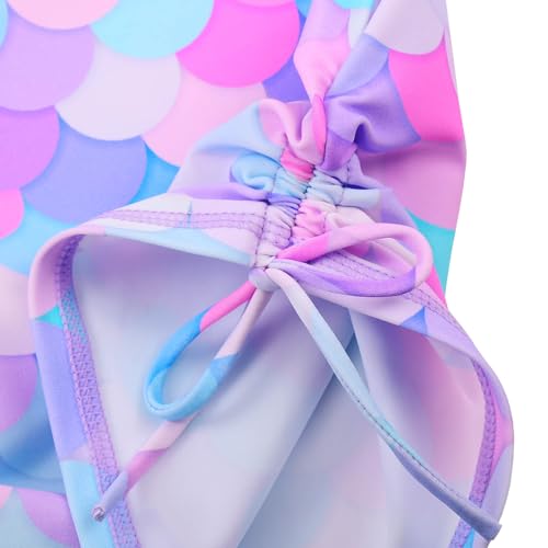 Image of BAOHULU Girls Two Piece Swimsuits Rash Guard Ruffle Bikini Skirt Short Sleeves Beach Dress Swimwear UPF 50+ 3-12Y