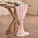 Socomi 14ft Blushing Pink Chiffon Table Runner 29x170 Inches Sheer Wedding Runner Romantic Rustic Ta