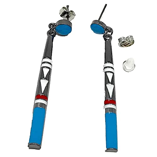 Earring Long Vintage Blue Resin Stone