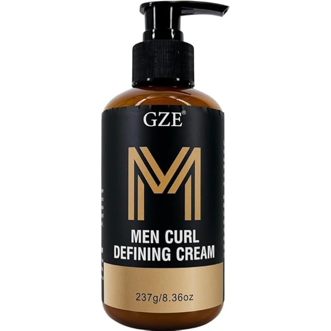 GZE Men's Curling Cream for Natural Curls - Curl Defining Styling Cream with Shea Butter, Long Hold & Frizz Control - Lightweight Non-Greasy Formula