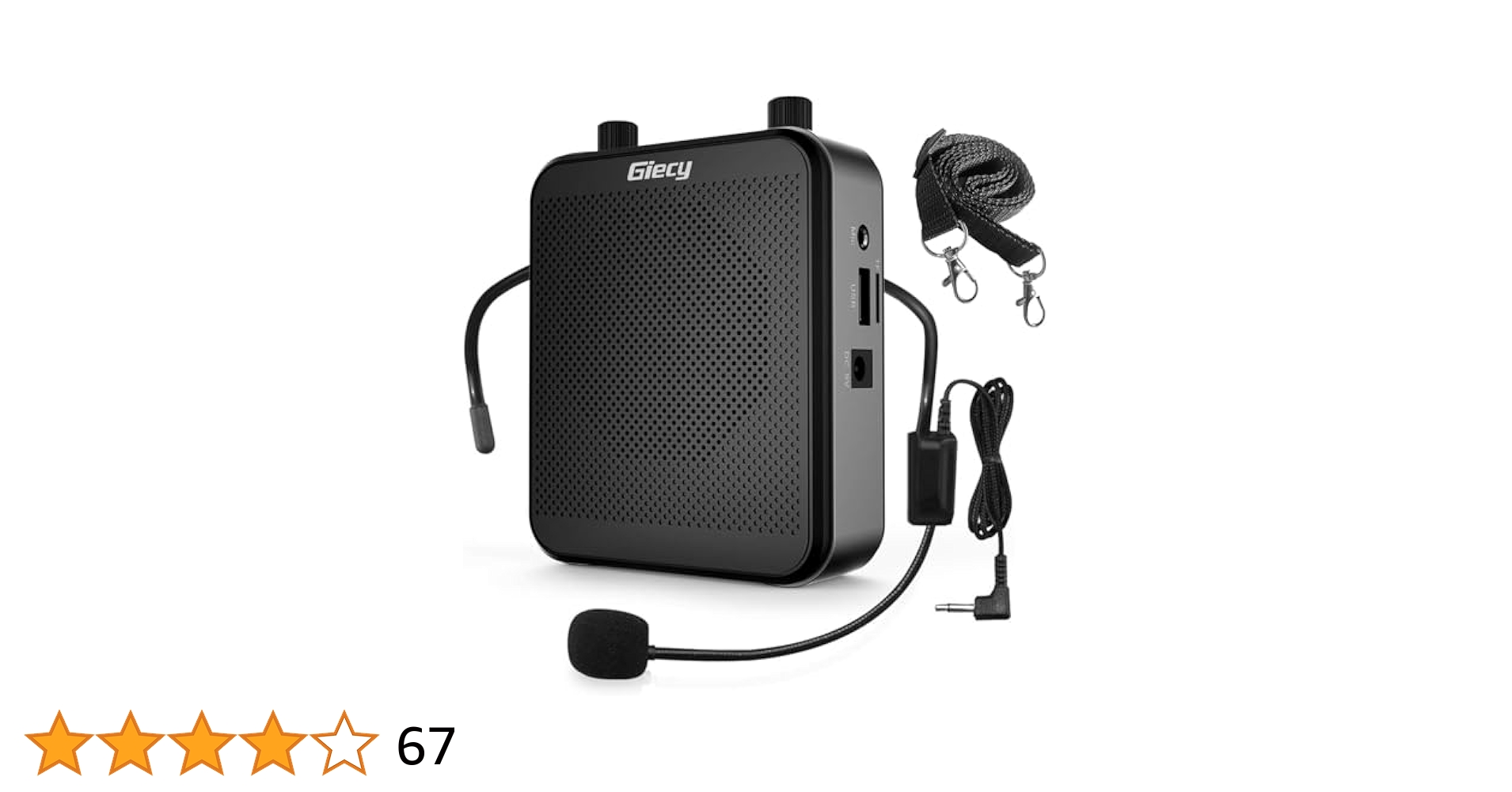Amazon | Giecy 拡声器ポータブル小型メガホン30W USB microSD