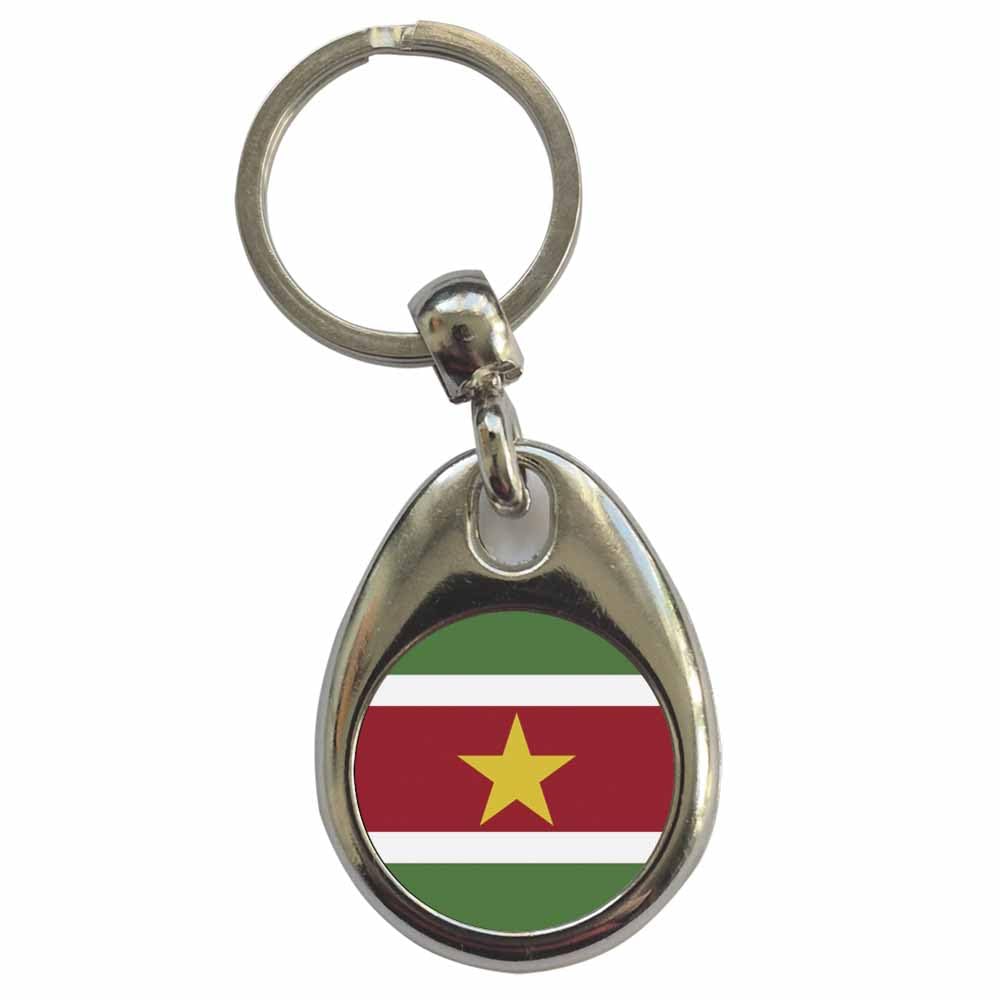 Ozorath Suriname National Flag Keyring Keychain with Split Ring Attachment and Metal Key Fob