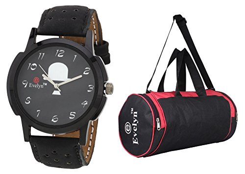 Evelyn Mens Watch & Gym Bag Combo(GBEVE-290)