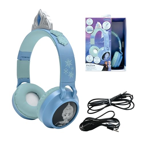 Lexibook, Frozen, Cuffie 2-in-1 wireless e cablate con tiara, suono di alta qualitĂ limitato a 85 dB, effetti luminosi, pieghevoli, regolabili, ricaricabili, HPBT015FZ