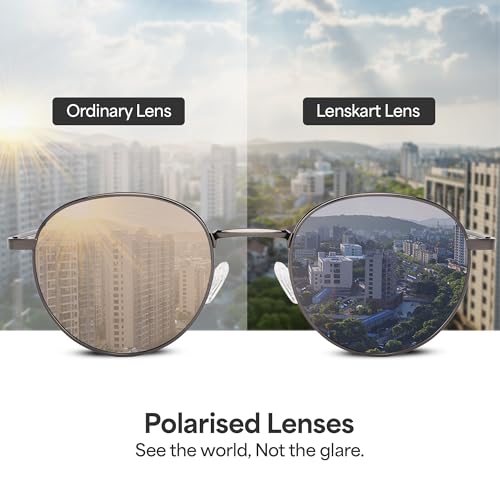 Image of Vincent Chase By Lenskart | Full Rim Round | Polarized Stylish Sunglasses | 100% UV Protected | For Men & Women