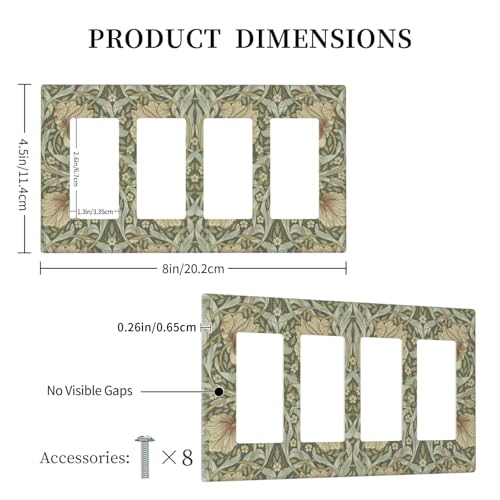 William Morris Pimpernel Floral Quad Rocker Light Switch Cover Plate by YXLJQ - Used condition - Image 5