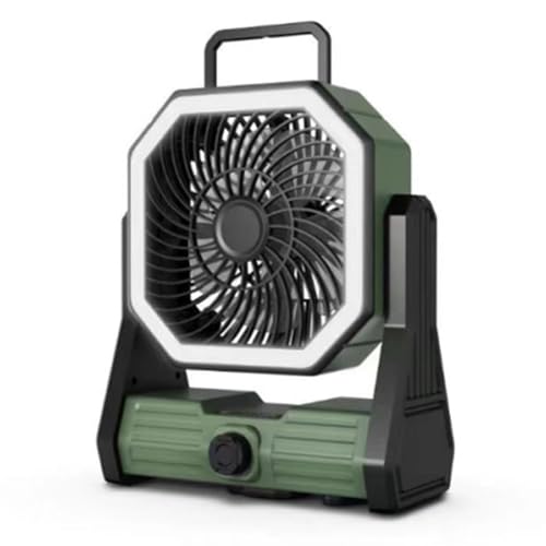 LfrXtra Ventilador de camping de 20000 mAh con mango de gancho para tienda de campaña, ventilador recargable con luz LED para viajes y oficina