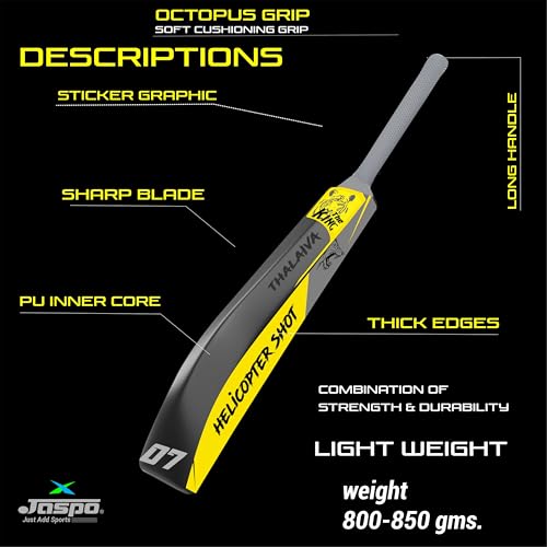 Jaspo Thala Cricket bat Hard Plastic Tennis Cricket Full Size Bat (35” X 4.5” inch) for All Age Groups (THALA) 4 410fuNPPl2L