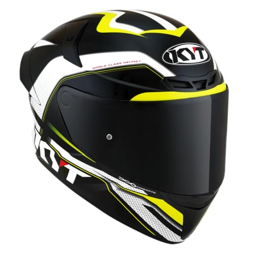 KYT TT Course Grand Prix Casco (Black/White/Yellow,XXL)