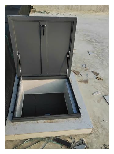 Puerta de acceso de metal resistente a la intemperie, escotilla grande de acero de 70 x 50 cm con mango y varillas de soporte y segura para uso residencial/comercial, fácil instalación