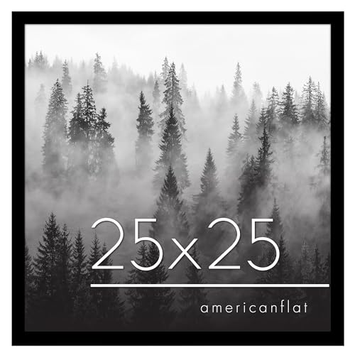 Americanflat 25x25 Picture Frame with Polished Plexiglass - Epic Collection - Square Picture Frame with Engineered Wood - Wide Photo Frames for Wall display - Black
