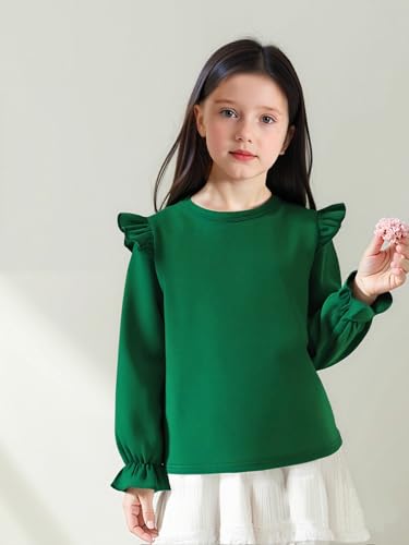 Image of LYSMuch Toddler Baby Girls Blouse Long Sleeve Ruffle Shirt Solid Top Clothes