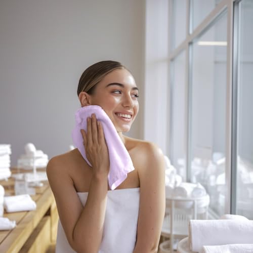 Image of Towel and Linen Mart 100% Cotton - Wash Cloth Set - Flannel Face Cloths, Highly Absorbent and Soft Feel Fingertip Towels (Lavender, Pack of 12)