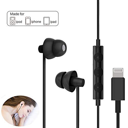 Lighting Headphones,MAXROCK Sleep Earbuds with Lightning Connector Sleep Headphone Earphones for iPhone X/XS/XS
