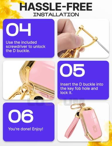 Image of Lucrum Key Fob Cover for Kia, TPU KeyFob Case & Leather Keychain