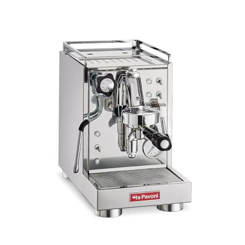 La Pavoni Mini Cellini, Macchina Caffè Espresso Semi-Professionale LPSMCS01EU, Caldaia Singola, Lancia Vapore e Acqua Calda, Serbatoio 2,9L, Portafiltro 58 mm e Filtro 1/2 Tazze, 1400 W, Acciaio Inox