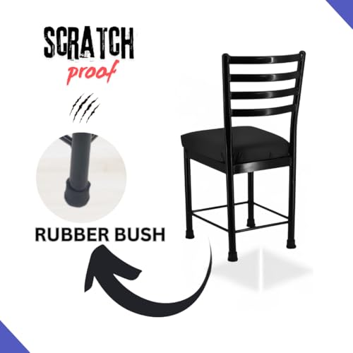 Image of Zidle Asphalt pre Assembled Extra Support Set of 2 Dining Visitor Faux Leatherette seat Cushion Chair for Living Room| Home | Restaurant |Powder Coated Metal Legs Black Coated Pacific Blue seat