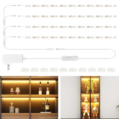 WOBANE LED Shelf Light, 4PCS 20inch Pre-Cut Strip Bars Warm White