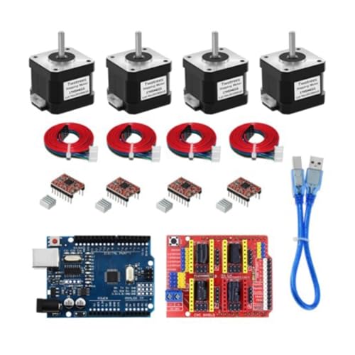 Haopeuk 4-Lead Nema17 Stepper Motor 17HS4401S + CNC-Shield V3 Engraving Machine+4pcs A4988 Driver Expansion Board 3D Pri