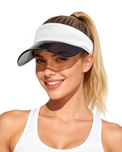 JANETSHATS Transparent Sun Visor Hat for Women Men - UPF 50+ Clear Brim Adjustable Drawstring for Golf Tennis Pickleball Hiking