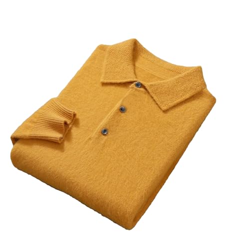 Men's Cashmere Sweater Winter Polo Neck Pullover Soft Knit Long Sleeve Loose Fit Top