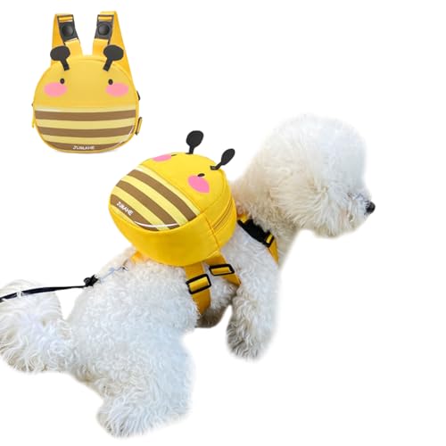 Ruiqas Hunderucksack mit Geschirr Niedlicher Cartoon Satteltasche Selbsttragerucksack für Welpen Kleine Hunde