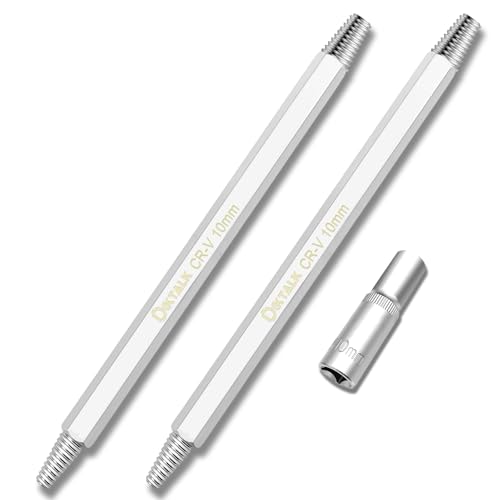 DikTalk Broken Spark Plug Remover Tool 2-Piece Extractor Set with Left-Hand Thread and 10mm 3/8 Drive Socket for Seized Frozen Spark Plugs in Cars Trucks and SUVs