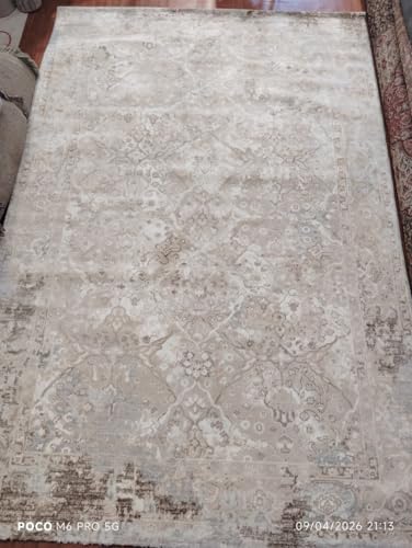 Image of 9x12 Feet (270x360 CM) Carpet for Living Room Hall & Drawing Room - Charcoal Multi Modern Abstract Geometric Silk-Touch Luxury Hotel-Style Washable Anti-Skid Turkish Area Rug