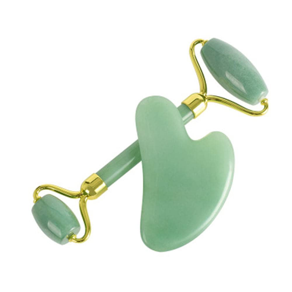 Tool de massage de beauté naturel Beauté de beauté Jade Rouleau en cristal Visage de la pierre de pierre de levage Massager Soins de la peau Jade Gua Sha Board sertie d'une nouvelle boîte-BLANC