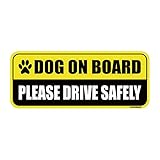 Photo Gallery magnete per auto con cane a bordo, tipo rettangolare (giallo/nero) Photo Gallery magnete per auto con cane a bordo, tipo rettangolare (giallo/nero)