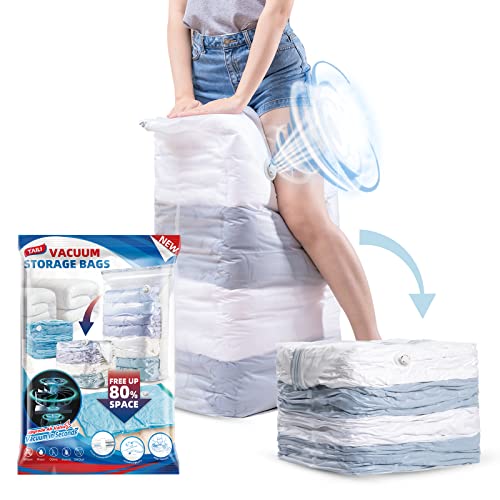 Image of TAILI 6 Pack Vacuum Storage Bags, Jumbo Cube (31x40x15 Inch), Clear | Extra Large Vacuum Seal Bags for Clothing, Comforters, Blankets, Pillow, Bedding, No Pump Compression Cube