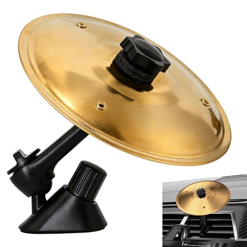 TEUYOE Car Drum Cymbal Air Vent 360 Rotating Mini Crash Cymbal for Car Vent Funny Car Interior Accessory for Music Lovers Make Driving More Fun (Gold)