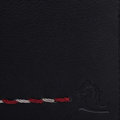 Image of KARA Black Men's Genuine Leather Wallet - Color Stitch Style Leather Wallet for Men with 6 Card Holder Slot