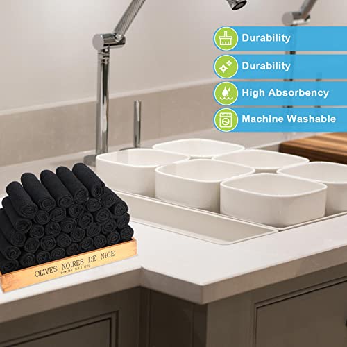 Image of Tenare 100 Pack 12'' x 12'' Microfiber Cleaning Cloths Reusable Cleaning Rags Bulk Microfiber Towels Softer Highly Absorbent Washcloths for House Kitchen Car Window(Black)