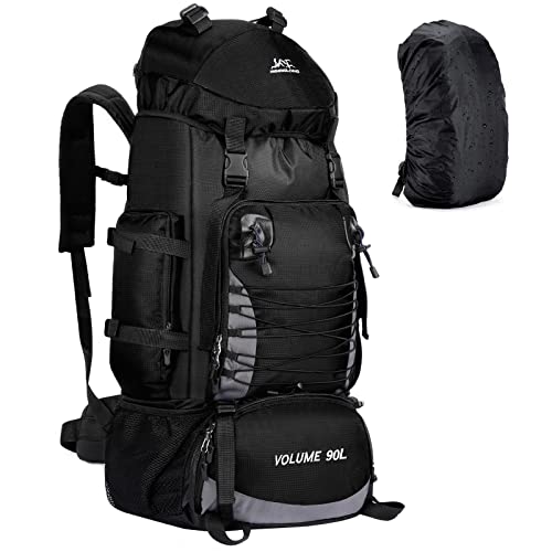 Unineovo 90L Hiking Backpack, Waterproof Camping Bag with Rain Cover, Lightweight Backpacking Back Pack