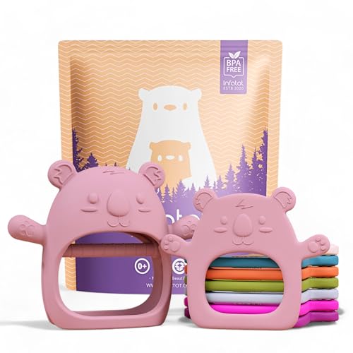 Teething Toys for Baby Gifts – 2-Pack Koda Koala Teether Mitten Glove, Soothing Hand Teethers for Infants, Baby Toys 0-6 Months and Up, Newborn Essentials for Teething Relief, Plum